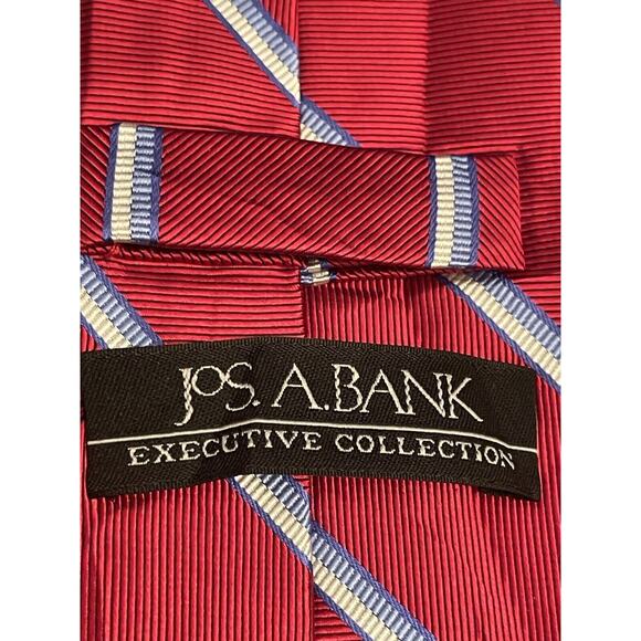 Jos. A. Bank Red Blue Hand Made Repp 100% Silk Men’s Neck Tie Made In China - Picture 8 of 9